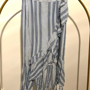 Torrid Blue and White Stripped Asymmetrical Skirt